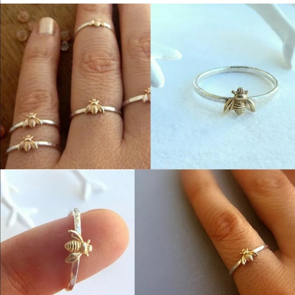 New gold plated bee women’s style ring size 7 - Picture 4 of 4